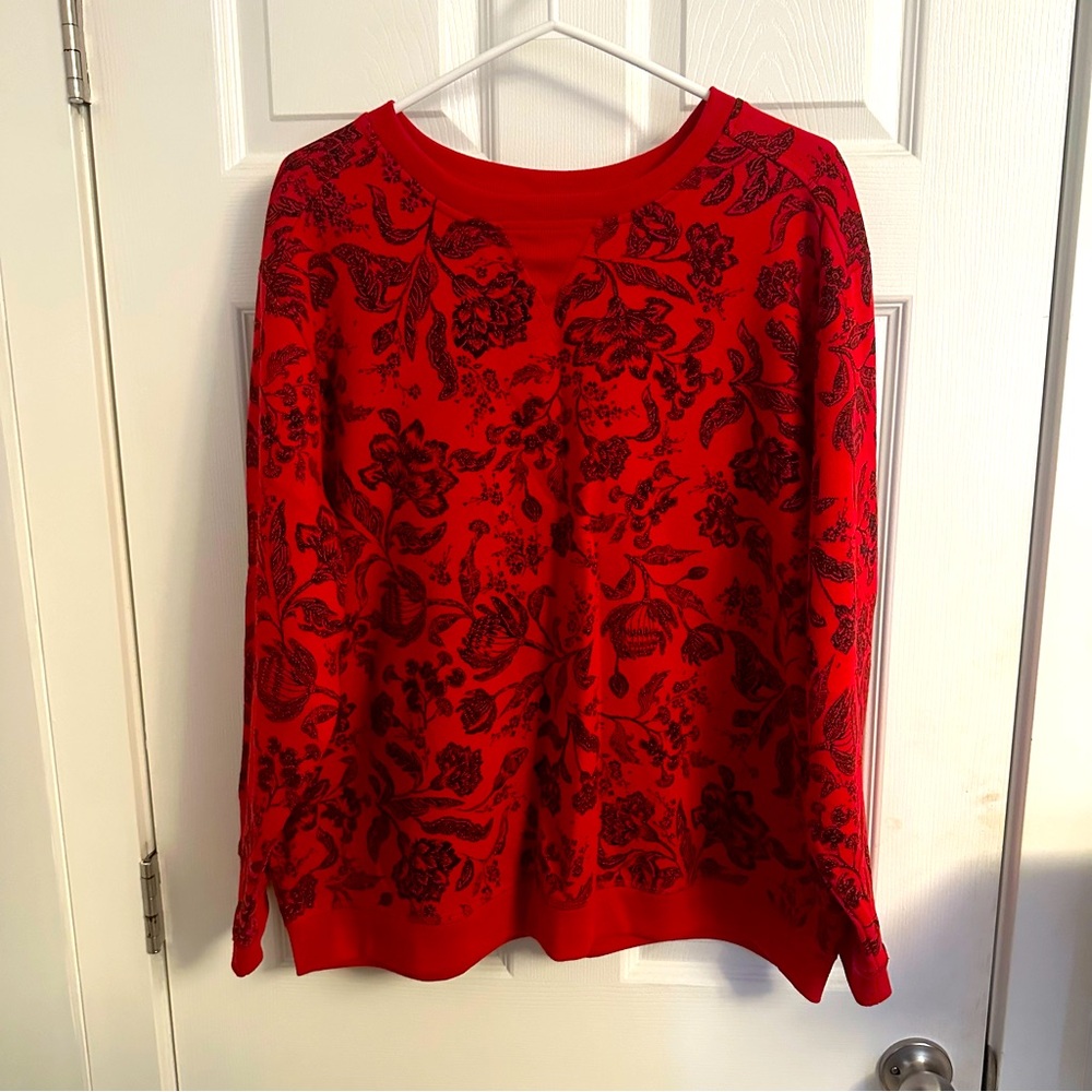 Cherry Red floral Crewneck sweater